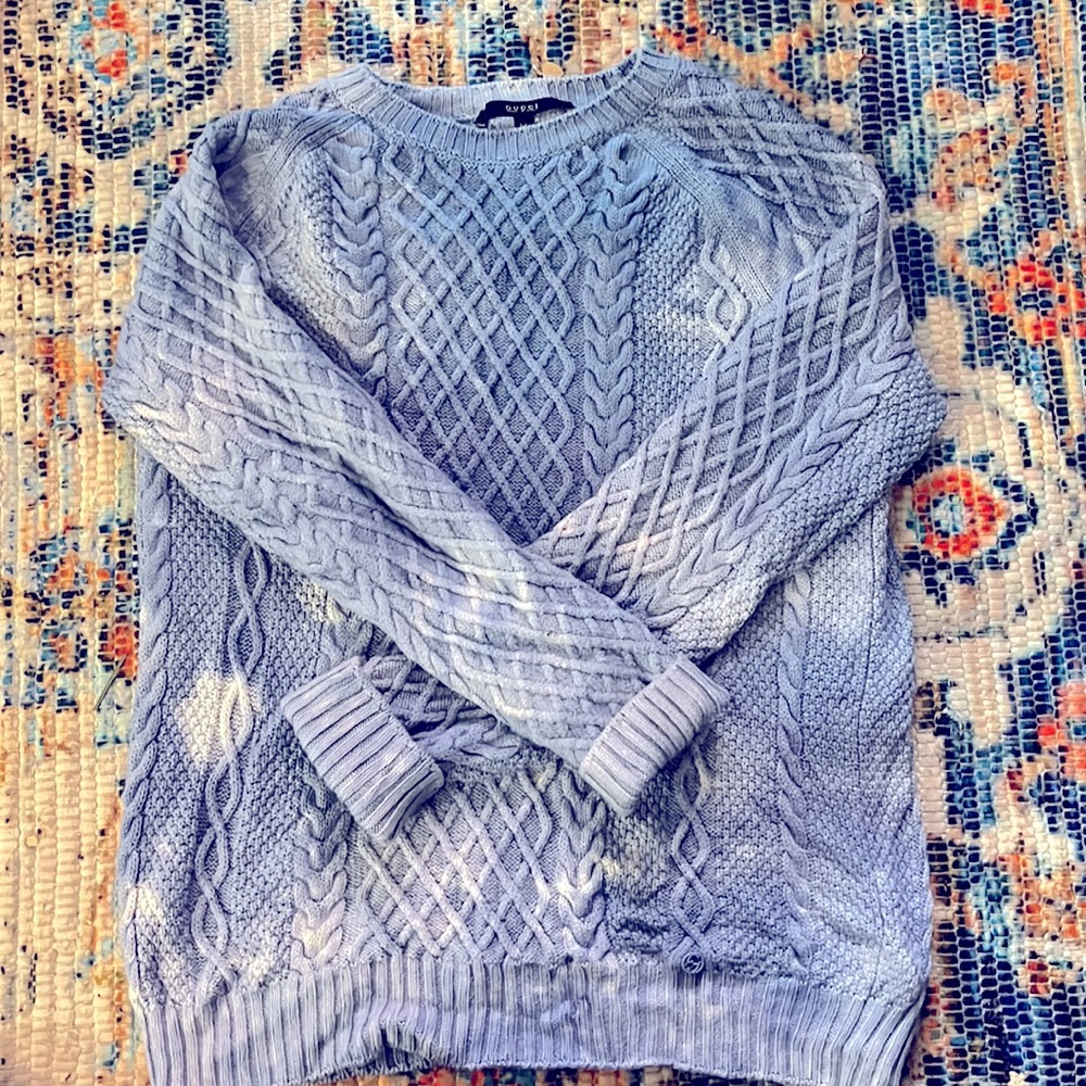 GUCCI White & Blue Cloud Sweater (Size Small)